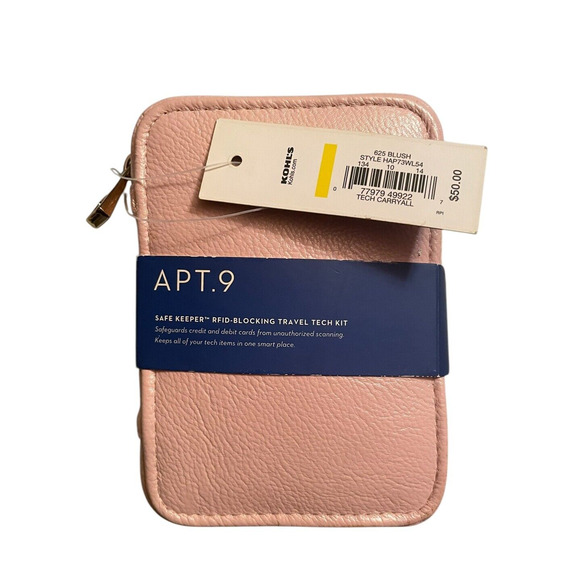 Travel Tech Kit  RFID-Blocking  Apt. 9 Safe Keeper Wallet with Ear Buds-Pink NIP - Picture 1 of 14